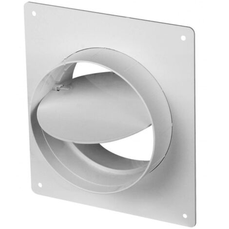 150mm Wall Mounted Flange Anti Backdraft Damper White PVC Round Grille