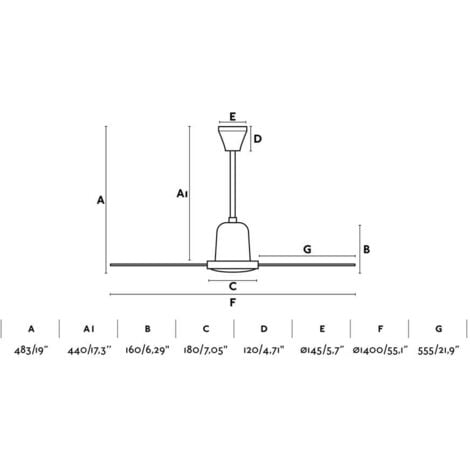 Ceiling fan Indus White 140cm / 55" with wall control