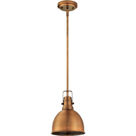 One-Light Pendant Madras hammered washed copper