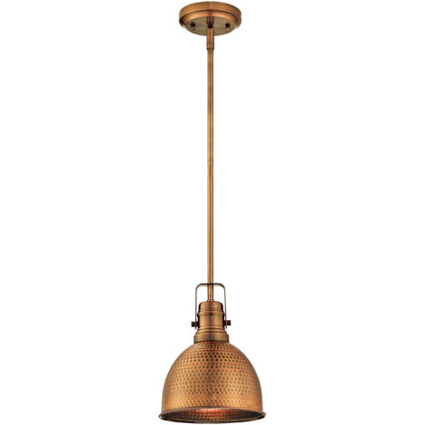 One-Light Pendant Madras hammered washed copper