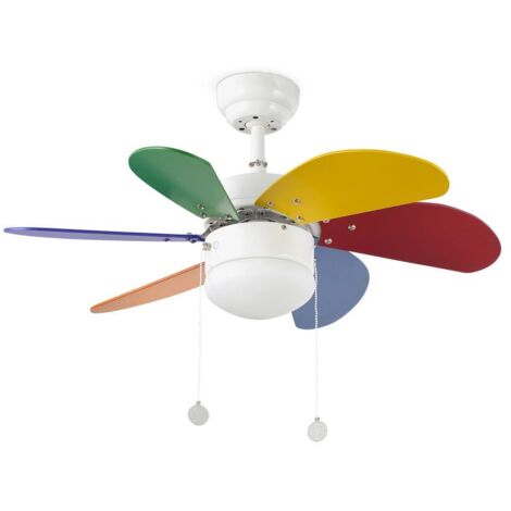 Ceiling Fan Palao Multicolor with Light and Pull Cords