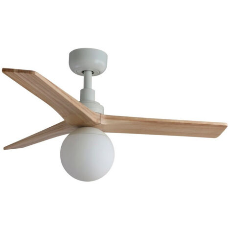 Faro Klim Small White, Light Oak Wood Ceiling Fan DC E27 6 Speed (1/4)