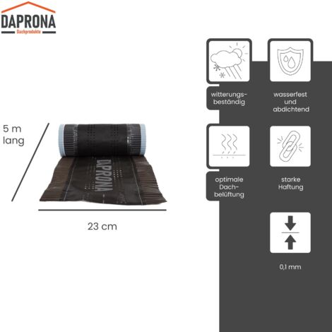DAPRONA bande de faîtage, rouleau de faîtage Alu Super Vent 5m, faîtière enroulable pour une couverture optimale de l'épi de faîtage, colle super butyle - Marron, 4 rouleaux, 230mm