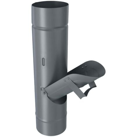 ZAMBELLI Clapet de tuyau d'eau de pluie galvanisé, sans tamis Clapet d'eau de pluie, écoulement de gouttière pour tonneau d'eau de pluie, Ø 100mm Anthracite