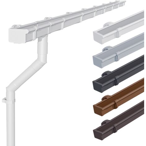 Kit de gouttières en PVC 68mm – Longueur 4m pour toit à un versant – Résistant aux UV et aux chocs – Installation facile