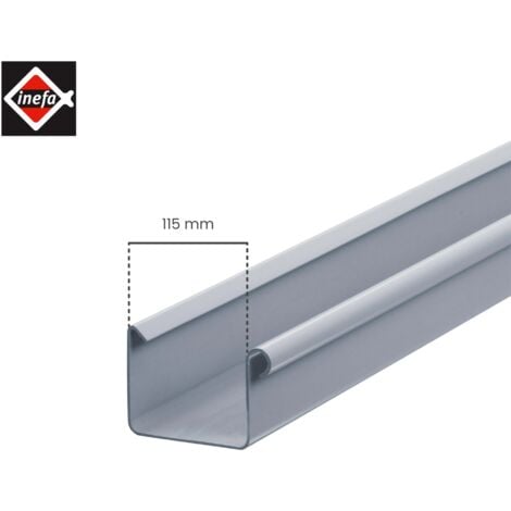 INEFA Gouttière PVC 200cm Gouttière en forme caisson, Accessoires pour gouttières, montage facile, Made in Germany - 115mm Gris