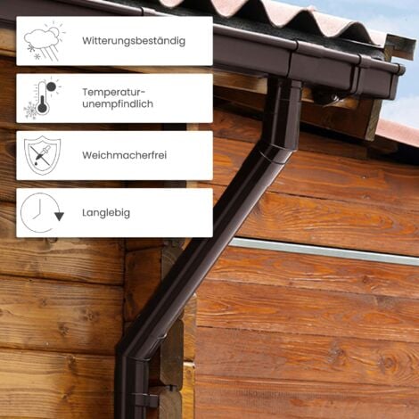 INEFA Gouttière PVC 200cm Gouttière en forme caisson, Accessoires pour gouttières, montage facile, Made in Germany - 115mm Gris