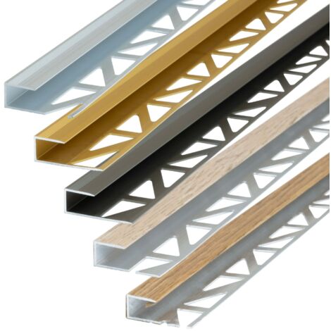 Profilé de finition sol et mur 100cm – Aluminium anodisé – Résistant à l'eau – Installation facile avec ruban adhésif double face