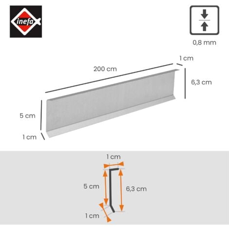 Profilé de raccordement mural en aluminium 200cm, 1 pièce Argent Tôle angulaire, tôle aluminium pour l'évacuation professionnelle des eaux pluviales, Made in Germany
