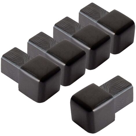 Dalsys Embout pour rail de carrelage, profilé carré en aluminium (anodisé), profilé de carrelage - Noir 10mm, 5 pièces