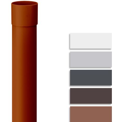 INEFA Tuyau de descente PVC 200 cm, accessoires de gouttière, montage simple par emboîtement, Made in Germany - 50mm, 1 pièce brun