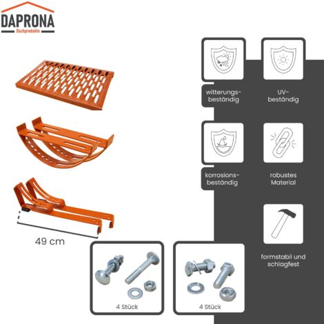 DAPRONA Kit de grilles de défilement pour tuiles plates, marchepieds pour ramoneurs, avec matériel de montage pour un accès sûr au toit - rouge brique, 40cm