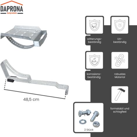 DAPRONA Kit de marche de toit pour tuiles ondulées, marche de toit pour ramoneur, avec matériel de montage pour un accès sûr au toit - argent, 25cm