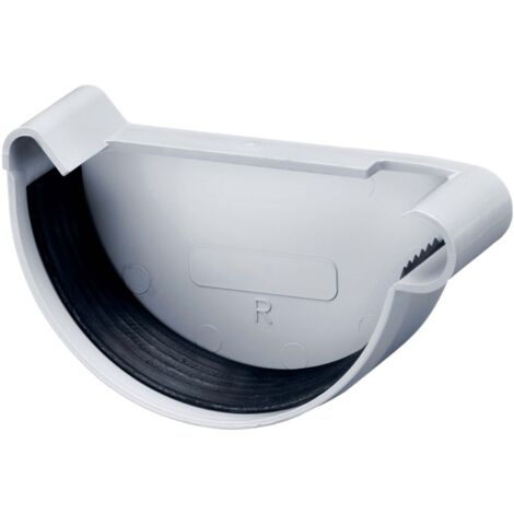 INEFA Embout de gouttière demi-rond, accessoires de gouttière en PVC, montage simple par emboîtement, Made in Germany - 100mm, droite Gris