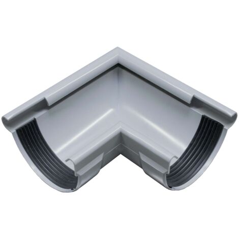 INEFA Equerre de chéneau 90 degrés semi-circulaire angle extérieur , bourrelet PVC extérieur, pièce de raccordement accessoires de gouttière, Made in Germany - 125mm Gris bourrelet extérieur