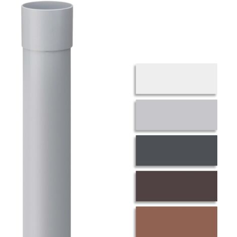 INEFA Tuyau de descente 100 cm, tuyau de pluie en PVC Accessoires de gouttière, montage simple par emboîtement, Made in Germany - 100mm, 1 pièce,Gris