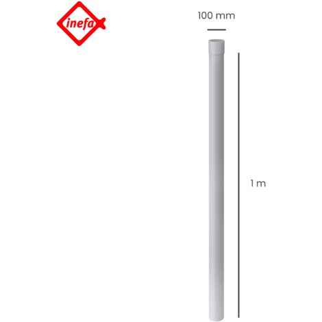 INEFA Tuyau de descente 100 cm, tuyau de pluie en PVC Accessoires de gouttière, montage simple par emboîtement, Made in Germany - 100mm, 1 pièce,Gris