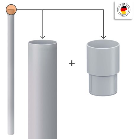 INEFA Tuyau de descente 100 cm, tuyau de pluie en PVC Accessoires de gouttière, montage simple par emboîtement, Made in Germany - 100mm, 1 pièce,Gris