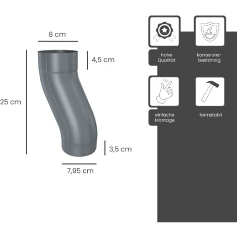 ZAMBELLI Coude de socle galvanisé, coude à étages, plié en une pièce pour ponter les saillies de mur et de crépi, 80mm Anthracite