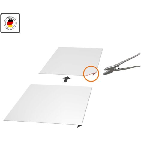 Bande d'égout sans rainure en aluminium 200cm, 1 pièce Argent Tôle d'aluminium pour l'évacuation des eaux de toiture, Accessoires pour gouttières, Made in Germany