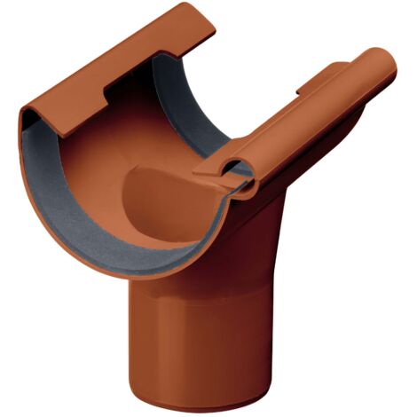 Tubulure d'écoulement demi-ronde INEFA, manchon d'accrochage en PVC Accessoires pour gouttières, montage simple par emboîtement, Made in Germany - 125/85mm Brun