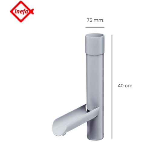 INEFA Collecteur d'eau de pluie pour tuyau de descente, Clapet d'eau en PVC pour tuyau de descente, Accessoires de gouttières, Made in Germany - 75mm Gris