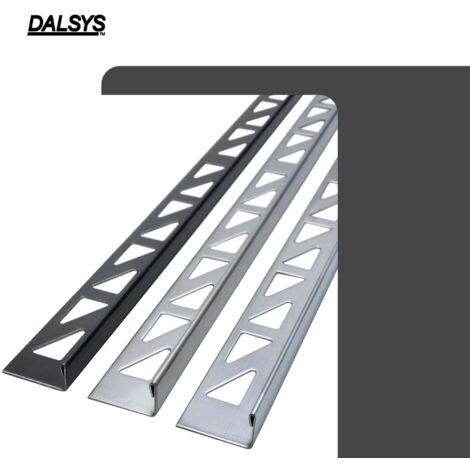 Dalsys Rail pour carrelage Profilé en L en acier inoxydable, Profilé pour carrelage - Brossé 2m x 10mm, 1 pièce
