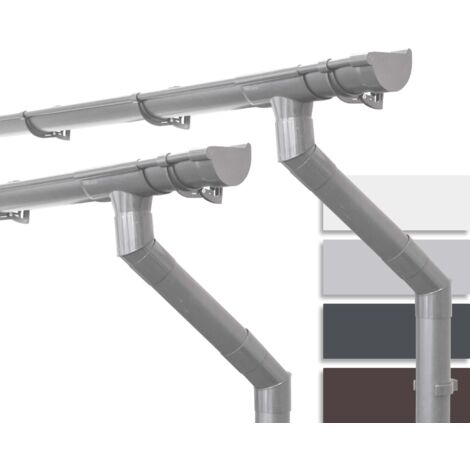 INEFA Kit de gouttières pour maison de jardin, abri der jardin, 100mm semi-circulaire deux côtés de toit, gouttières en PVC pour toit à deux versants, Made in Germany - gris 2 x 4m