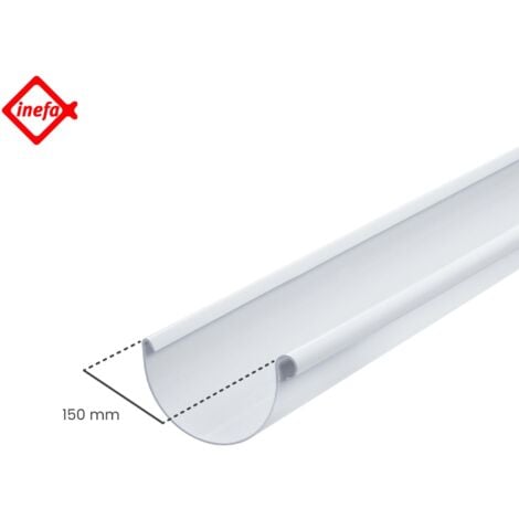 INEFA Gouttière demi-ronde 200cm PVC, montage simple par emboîtement, Made in Germany - 150mm, 1 pièce Blanc