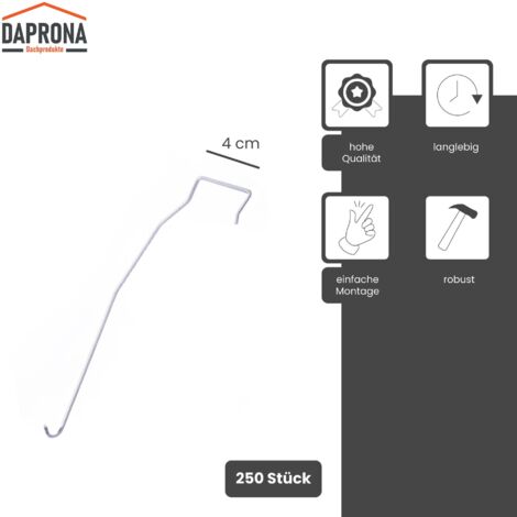 DAPRONA Pinces à tuiles tempête type J, 250 pièces, Pince à tuiles tempête pince à joint latéral -40mm
