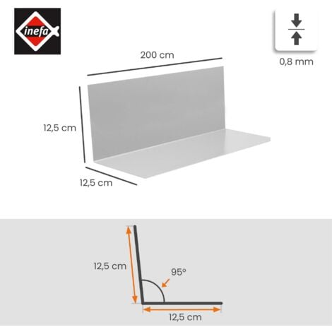 Tôle angulaire de toit sans rainure d'eau en aluminium 200cm, 1 pièce Argent Tôle d'aluminium pour l'évacuation des eaux de toit, protection élevée des bords, Made in Germany