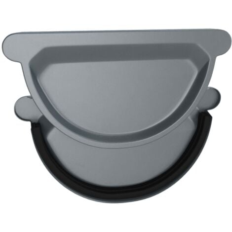 ZAMBELLI Fond à emboîter en zinc (semi-circulaire) avec lèvre d'étanchéité en caoutchouc, fond de gouttière, couvercle de gouttière galvanisé, montage simple, 150mm Anthracite