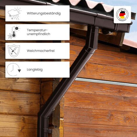 INEFA Raccord de gouttière, raccord en PVC pour gouttière, accessoires de gouttière, Made in Germany - 83mm Gris