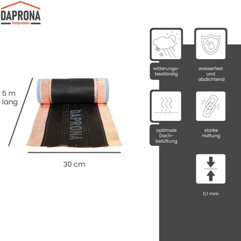 DAPRONA Bande de faîtage, rouleau de faîtage en cuivre 5m, faîtage enroulé pour une couverture optimale de l'épi de faîtage, colle super butyle, protection contre la mousse - Rouge, 1 rouleau - 300mm