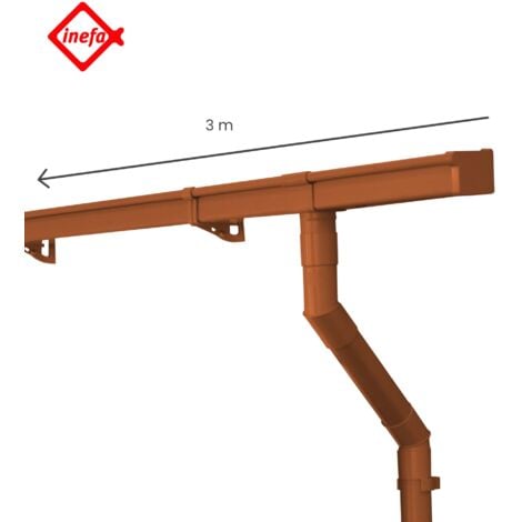INEFA Kit de gouttières pour abri de jardin, carport, terrasse, 83mm gouttière à caisson 1 côté de toit, gouttière en PVC pour toit à une pente, Made in Germany - brun, 3m