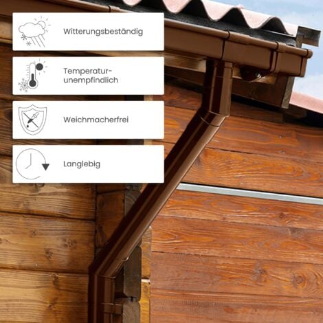 INEFA Kit de gouttières pour abri de jardin, carport, terrasse, 83mm gouttière à caisson 1 côté de toit, gouttière en PVC pour toit à une pente, Made in Germany - brun, 3m