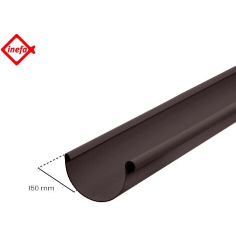 INEFA Gouttière demi-ronde 200cm PVC, montage simple par emboîtement, Made in Germany - 150mm, 1 pièce brun foncé