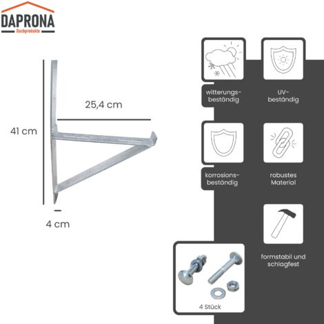 DAPRONA Support de grille pour marchepied et grille, montage mural, marchepied pour ramoneur, accès sécurisé à la cheminée - argent, 25cm