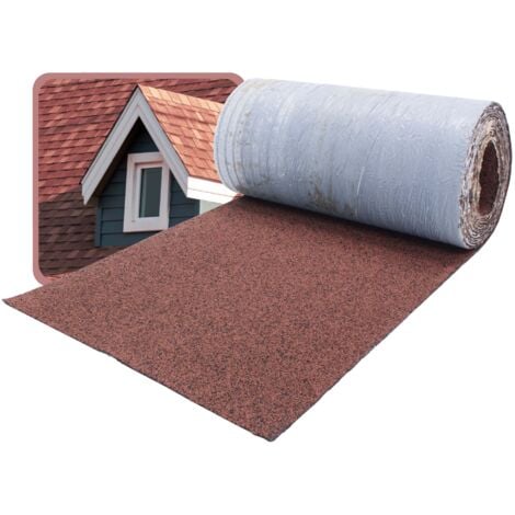 DAPRONA Bardeaux de toit, couverture de faîtage 5m x 32cm bande de faîtage en bitume pour abri de jardin, abri de voiture, nichoir - Rouge