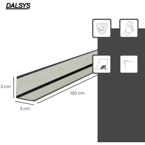 Dalsys Cornière PVC autocollante 30x30mm, profilé de protection d'angle, baguette d'angle, protection d'arête haute mur, convient pour habitation, travail et garage, avec bande de protection adhésive 