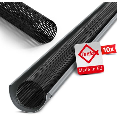 INEFA Grille anti-feuilles pour gouttières, PVC noir - 10x 125-180mm, 2m