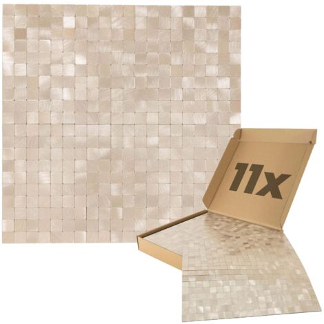 Panneau décoratif mural autocollant 1m² – Aluminium résistant à l'humidité – Finition alu or champagne pour salle de bain et cuisine