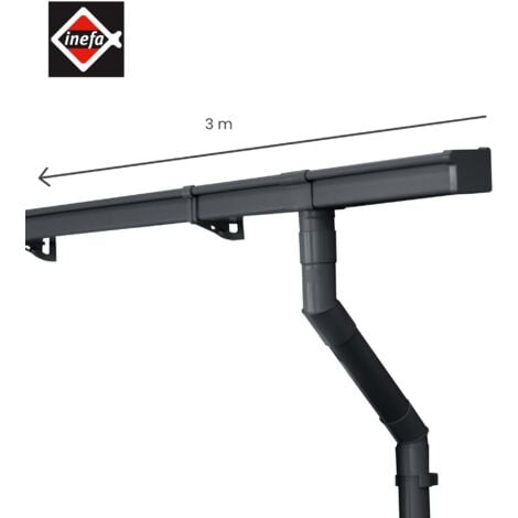 INEFA Kit de gouttières pour maison de jardin, NW 68 PVC gouttière à caisson, gouttières en PVC pour toit à une pente, Made in Germany, Anthracite 3m