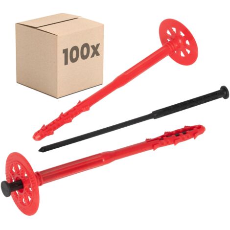Protektor Chevilles pour isolation Optimisé - 100 pièces Ø10x200mm avec clou plastique pour ITE