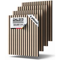 Panneaux tasseaux acoustiques en bois de chêne clair 60x60cm – Lot de 4 pièces – Haute isolation acoustique pour salon et bureau