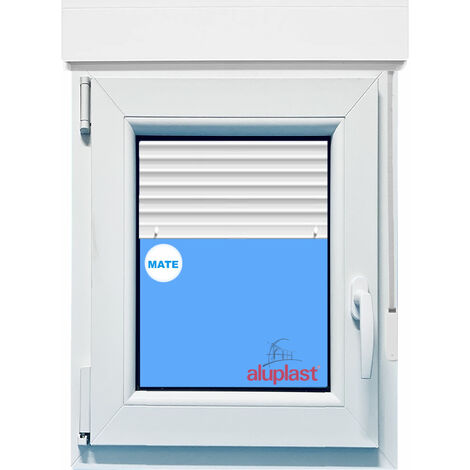 Ventana PVC 800x1155 Blanca Oscilobatiente Izquierda con Persiana Vidrio Mate