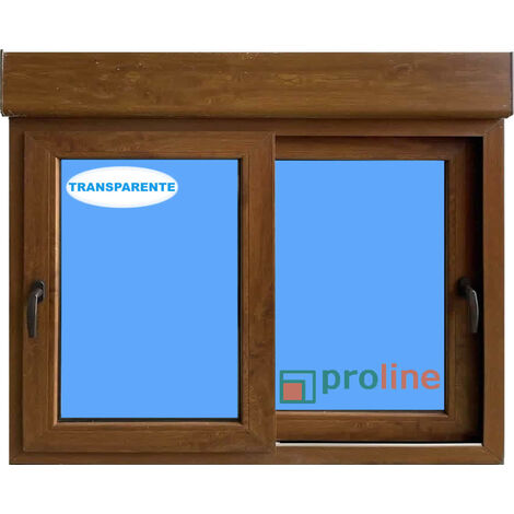 Ventana PVC 1200x1155 Roble Dorado Corredera con Persiana Vidrio Transparente