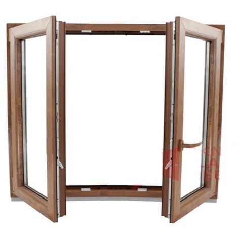 Ventana PVC 1200x1000 Roble Dorado 2 Hojas Oscilobatiente Vidrio Transparente