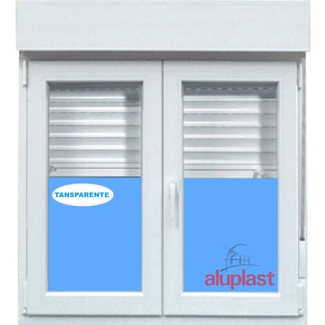 Ventana PVC 1000x1355 Blanca 2 Hojas Oscilobatiente con Persiana Vidrio Transparente