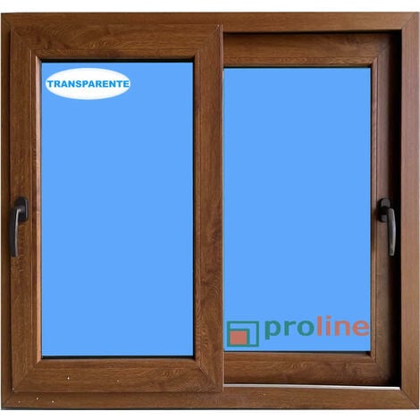 Ventana PVC 1000x1000 Roble Dorado Corredera Vidrio Transparente